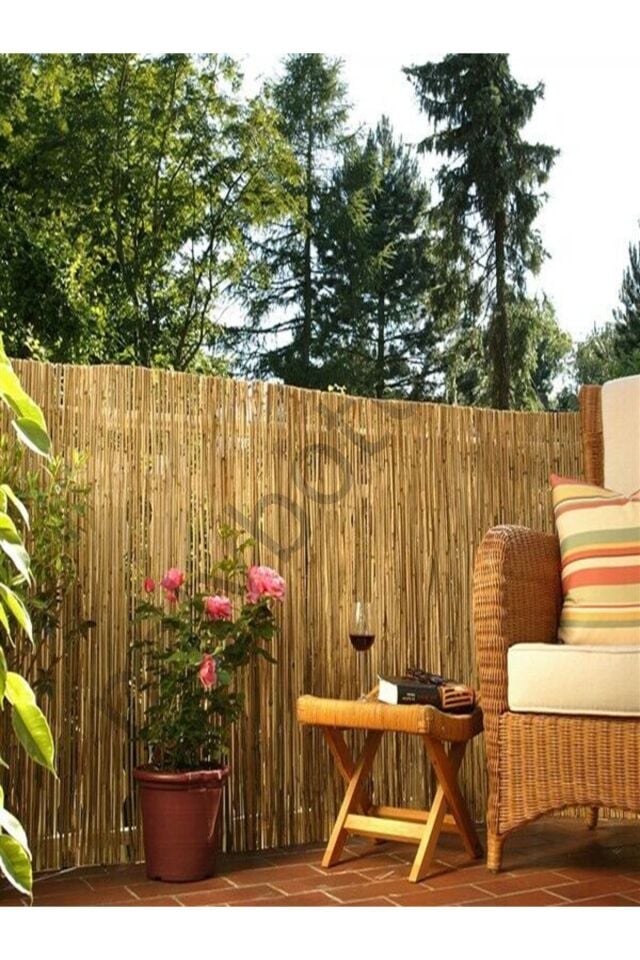 200x600 Dekoratif Doğal Bambu Kamış Hasır Bahçe Çiti- Gölgelik Hasır -balkon -tavan Dekorasyon 200x600 Tek Ebat 5 x 1