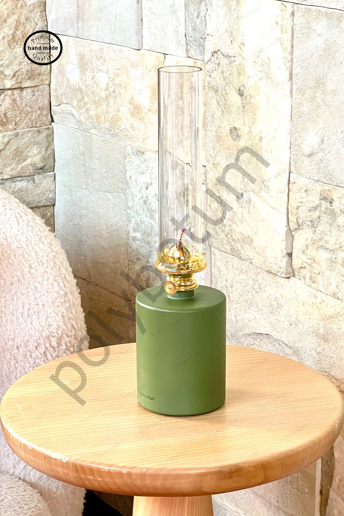 Premium Serisi Gaz Lambası - Mat Yeşil Uzun Model Yeşil Tek Ebat