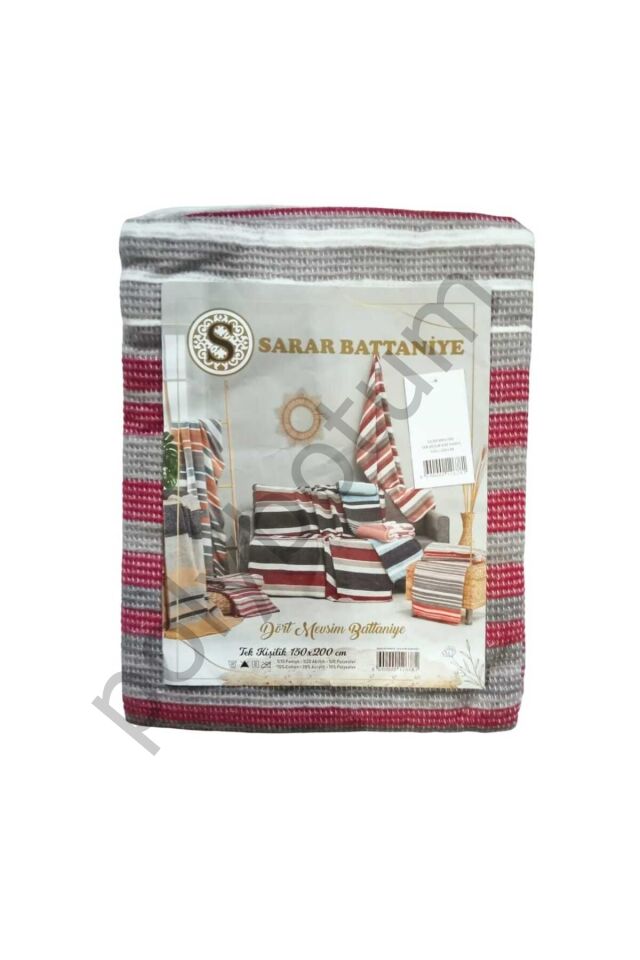 Dört Mevsim Battaniye / Pike BORDO-GRİ  150 x 200
