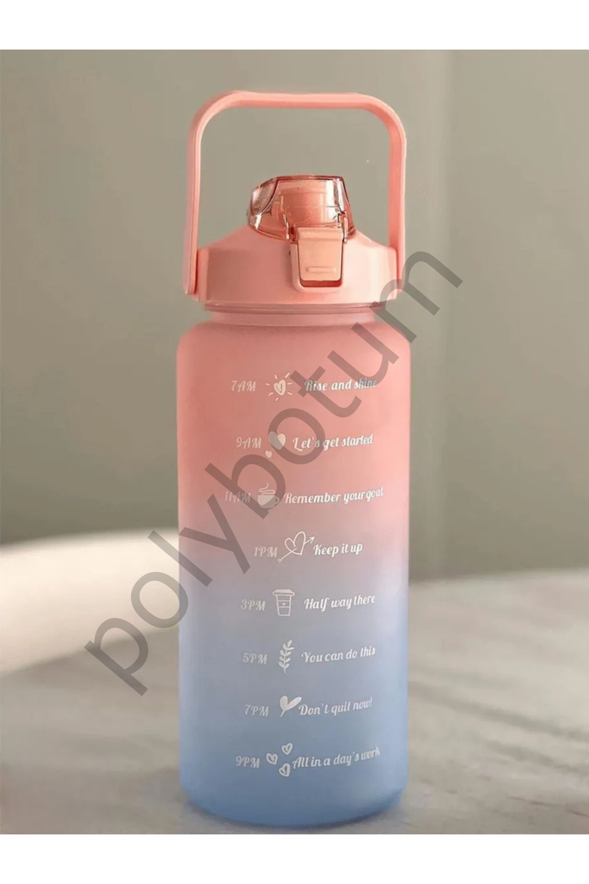 Motivasyon Günlük Pipetli Sızdırmaz Motivasyon Matarası 2 LİTRE çok renkli Tek Ebat