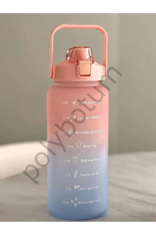 Motivasyon Günlük Pipetli Sızdırmaz Motivasyon Matarası 2 LİTRE çok renkli Tek Ebat