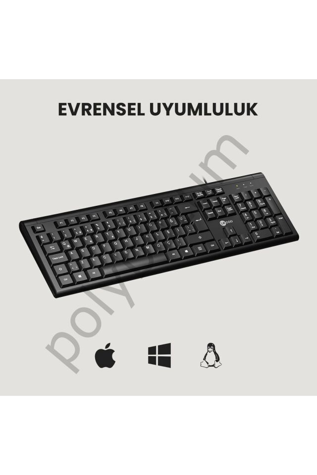 Kb101 Usb Kablolu Türkçe Q Klavye Siyah Siyah Tek Ebat