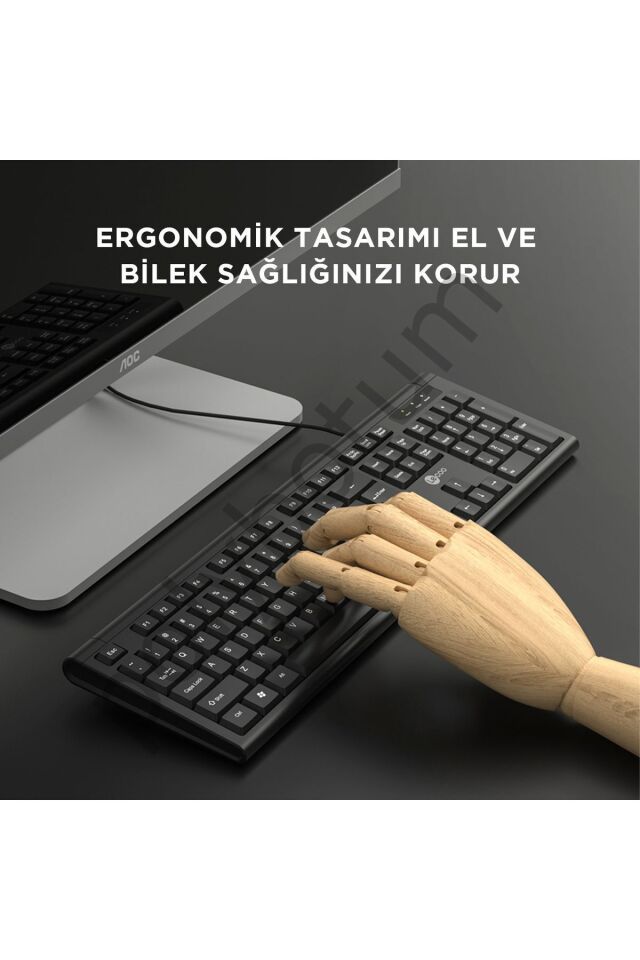 Kb101 Usb Kablolu Türkçe Q Klavye Siyah Siyah Tek Ebat
