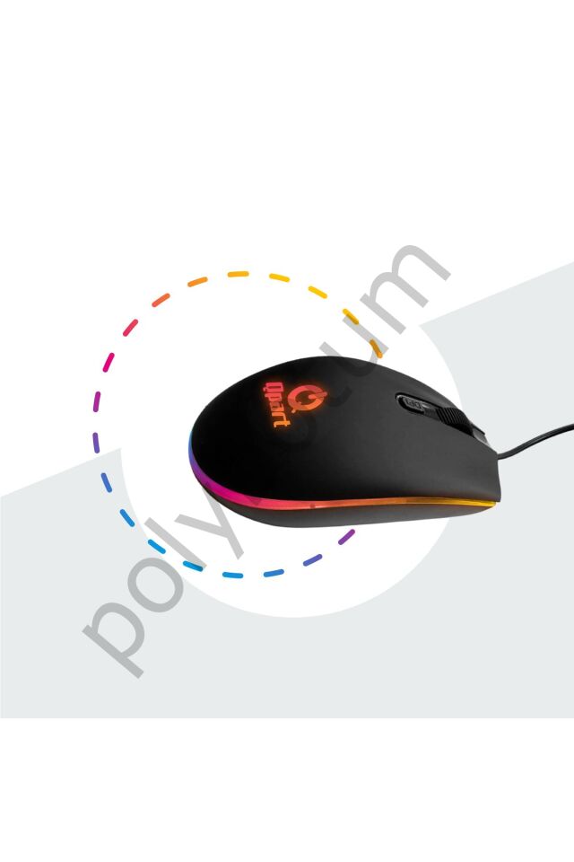 QM-101 USB Rainbow Mouse Siyah Tek Ebat