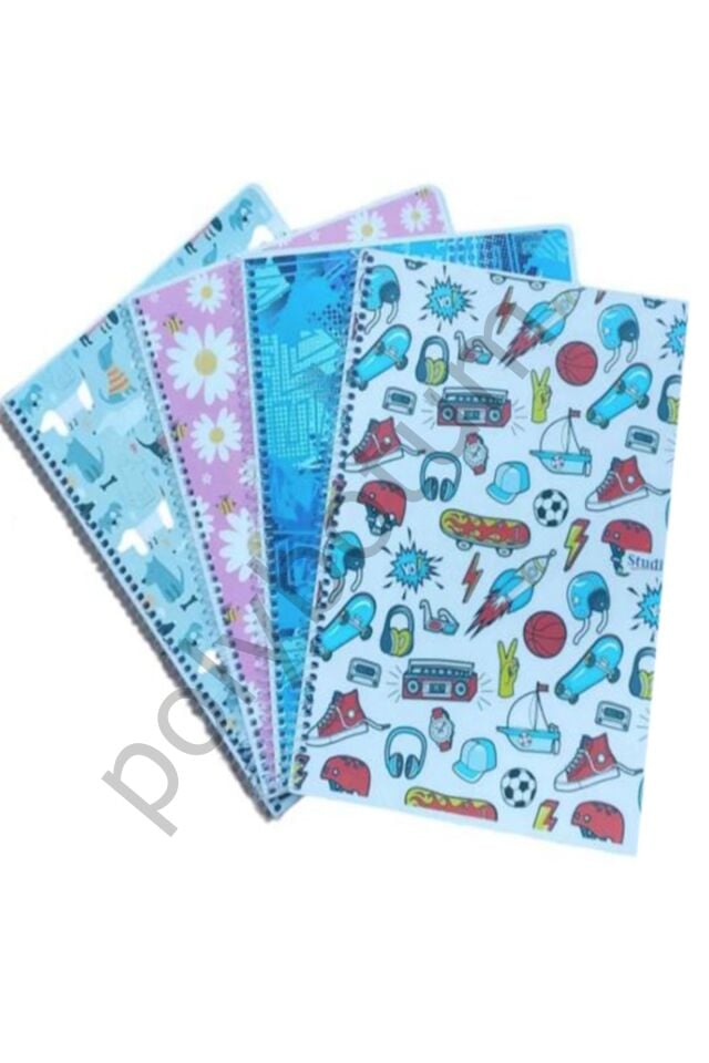 96 Yaprak A4 Çizgili Defter 2 Adet Çok Renkli Çizgili Tek Ebat