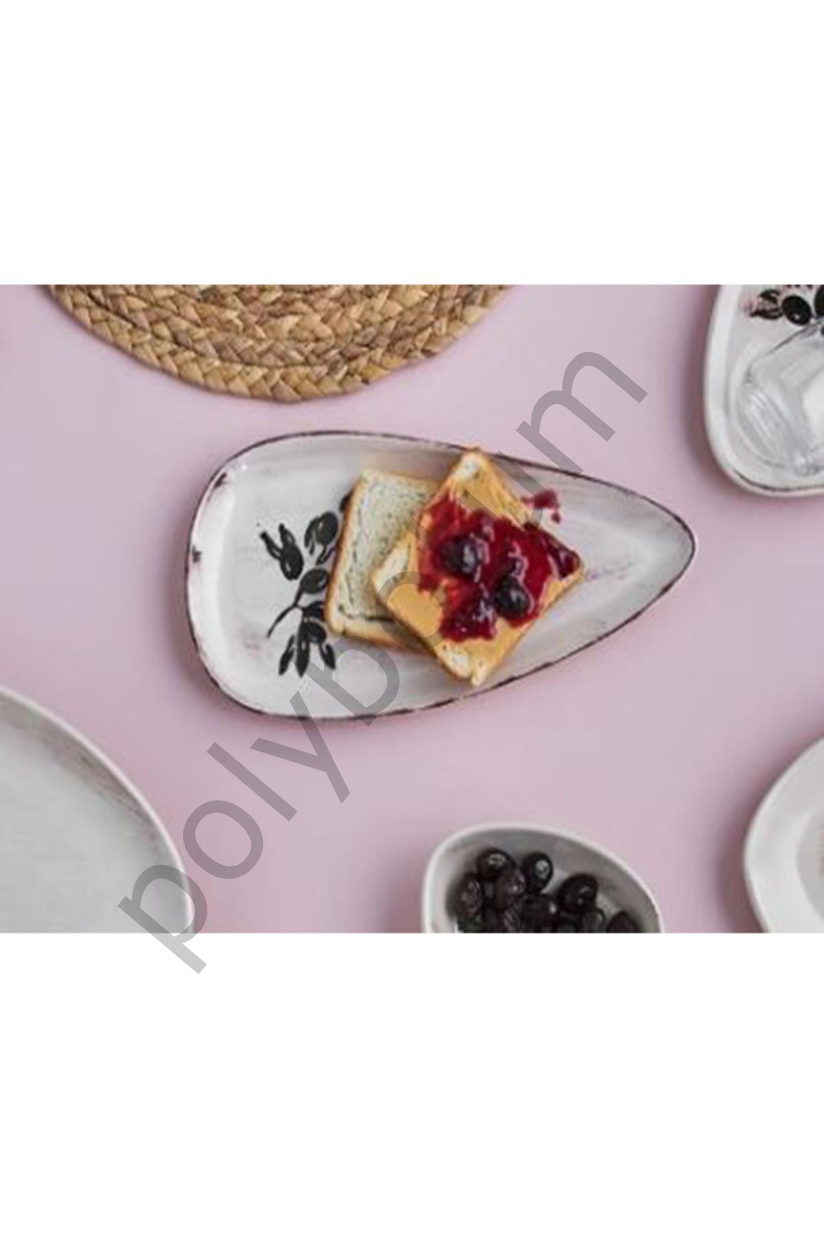 New Alyvia 2 Adet kayık Tabak (21,5 x 11,5 cm) Beyaz Tek Ebat