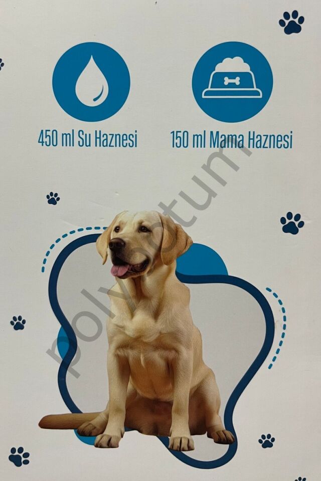 Kedi Köpek Taşınabilir Mama Su Kabı Ve Atık Poşeti Mavi Tek Ebat