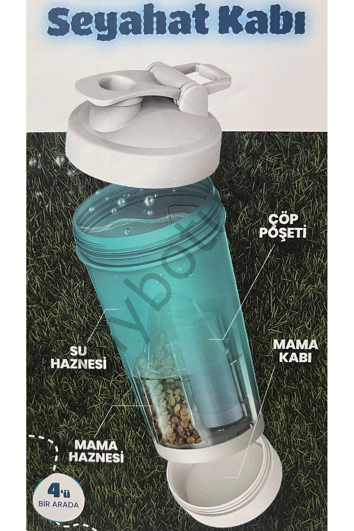 Kedi Köpek Taşınabilir Mama Su Kabı Ve Atık Poşeti Mavi Tek Ebat