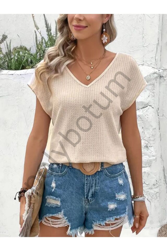 Tüy Baskılı Crew Neck Tank Top, Yaz Için Rahat Kolsuz Tank Top, Kadın Giyim KREM M