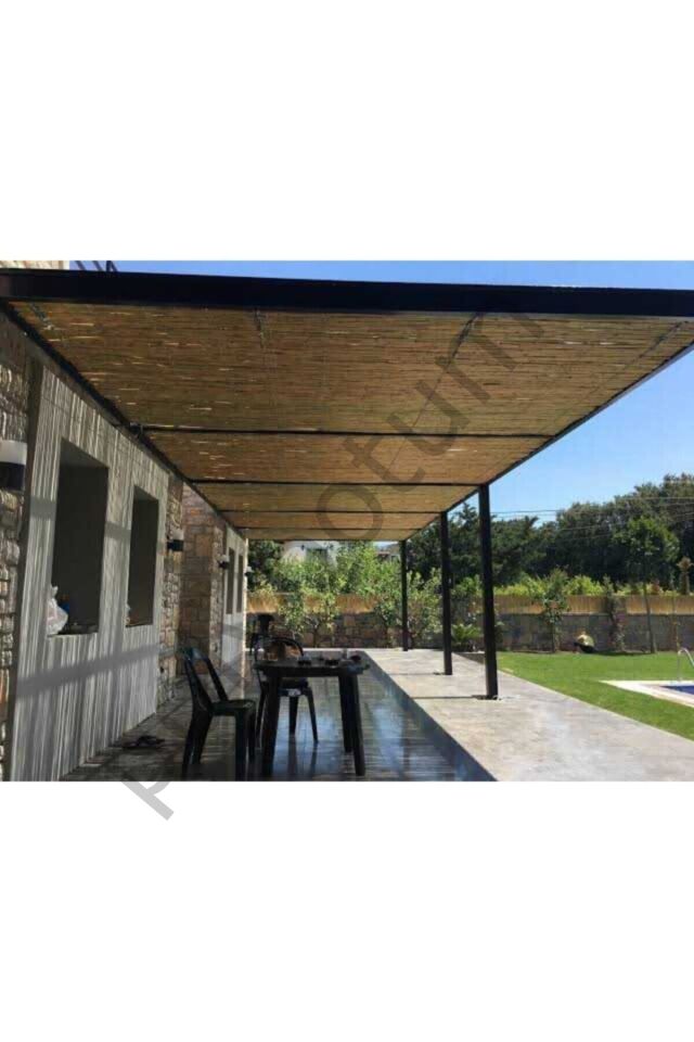 Sarı Kamış Hasır Bambu Çit 1m X 5m Plastik 100 x 500 Sarı Tek Ebat 100 x 500