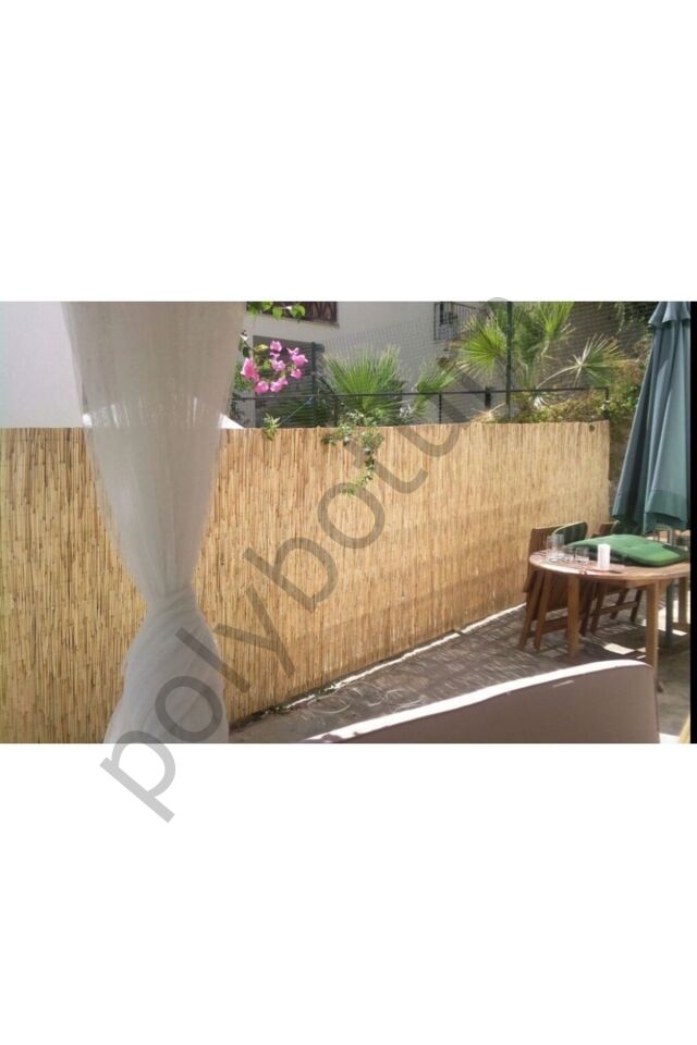 Kamış Hasır Çit Bambu Doğal 1m X 5m (uv)misina Ipli! Makine Örgüsü Duvar Dökoru sarı  50 x 110
