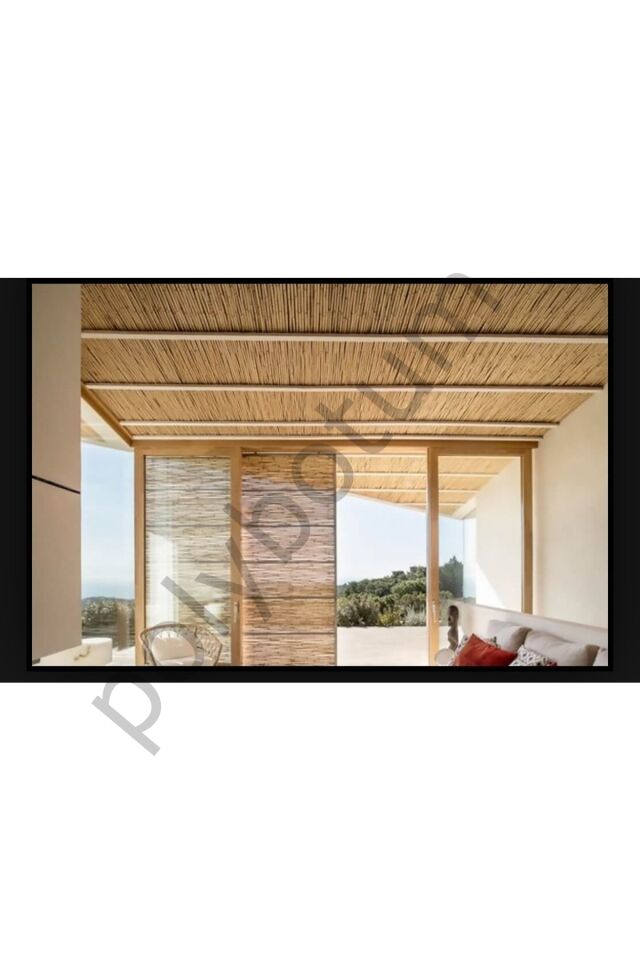 Kamış Hasır Çit Bambu Doğal 1m X 5m (uv)misina Ipli! Makine Örgüsü Duvar Dökoru sarı  50 x 110