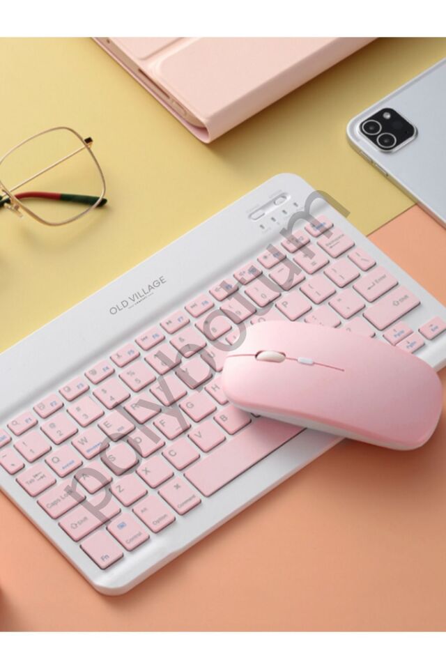 htcx Taşınabilir Kablosuz Bluetooth Klavye Mouse Seti Pembe NewDesing 1005813 Standart Tek Ebat