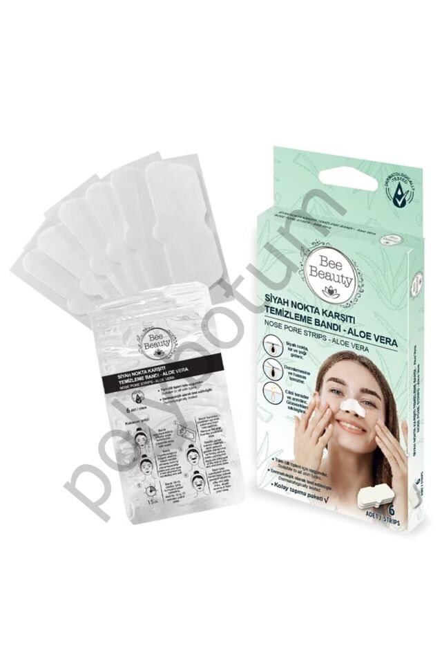 Siyah Nokta Karşıtı Burun Temizleme Bandı - Aloe Vera 6'lı X2 Adet  Tek Ebat