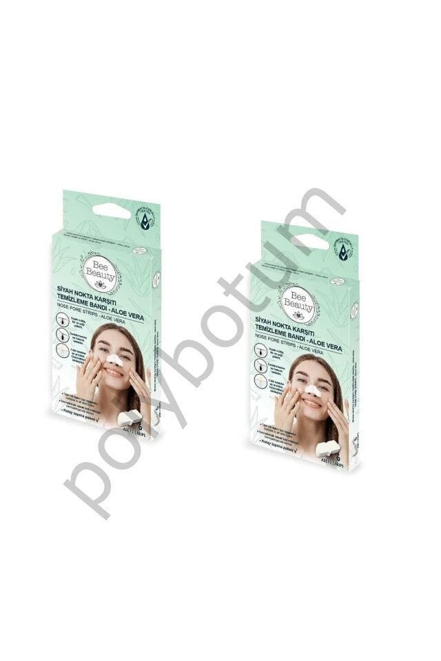 Siyah Nokta Karşıtı Burun Temizleme Bandı - Aloe Vera 6'lı X2 Adet  Tek Ebat